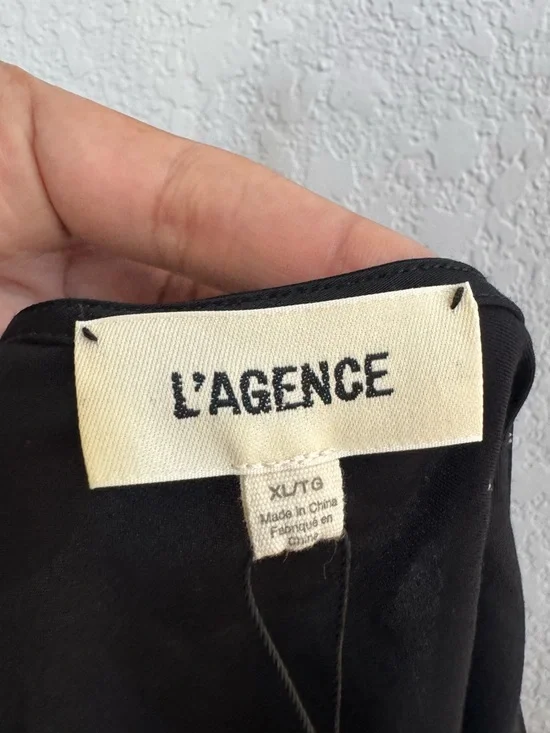 L'AGENCE One-Shoulder Black Asymmetric Evening Dress - Picture 5 of 7